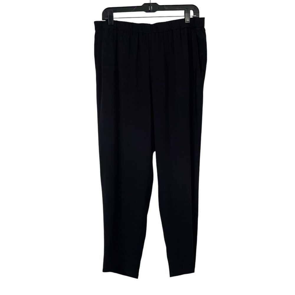 Eileen Fisher System black‎ 100% silk pull on pants Size M